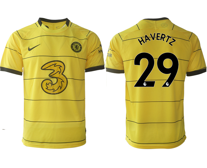 Men 2021-2022 Club Chelsea away aaa version yellow #29 Soccer Jersey